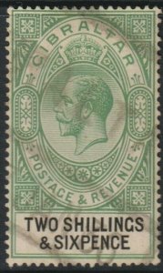 Gibraltar Sc# 87 KGV 1921 - 1932 used 2/6 issue WMK 4 CV $30.00