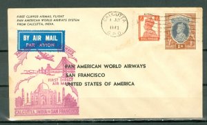 INDIA 1947 1st CLIPPER AIRMAIL FLIGHT COVER to USA