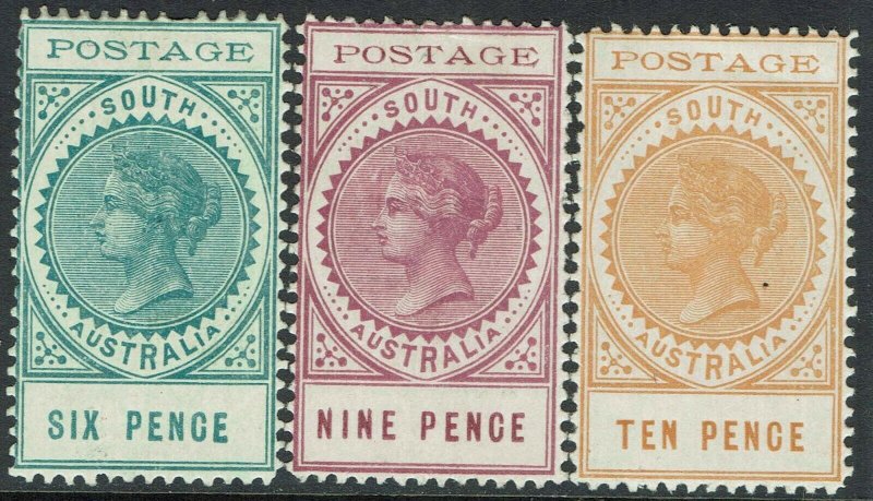 SOUTH AUSTRALIA 1902 QV THIN POSTAGE 6D 9D AND 10D