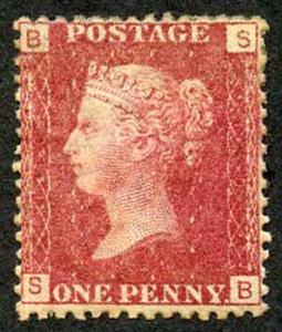 SG43 Penny Plate 130 (SB) Mint (Very large hinge remainders)