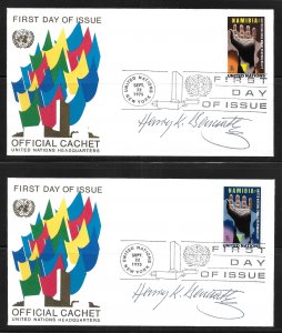 United Nations NY 263-64 Namibia Headquarters Cachet FDC Signed by Designer