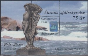 ALAND ISLANDS Sc# 137 MNH AUTONOMY 75th ANN SOUVENIR SHEET MERMAID STATUE MOTIF