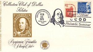 US Salute to Ben Franklin Stamp Clubs 1978 Collectors Club Dallas Cover