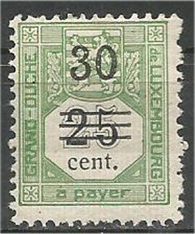 LUXEMBOURG, 1920, MH  30c on 25c, Surcharged Scott J9