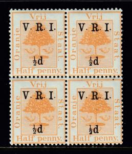 ORANGE RIVER COLONY — SCOTT 44p (SG 112f)— 1900 SMALL ½ IN BLK/4 — MH — SCV $18