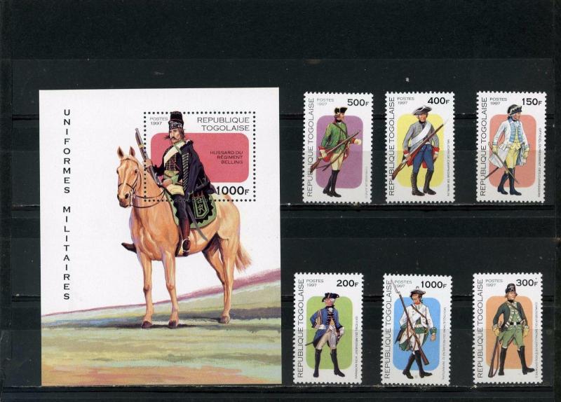 TOGO 1997 Sc#1764-1770 MILITARY UNIFORMS SET OF 6 STAMPS & S/S MNH