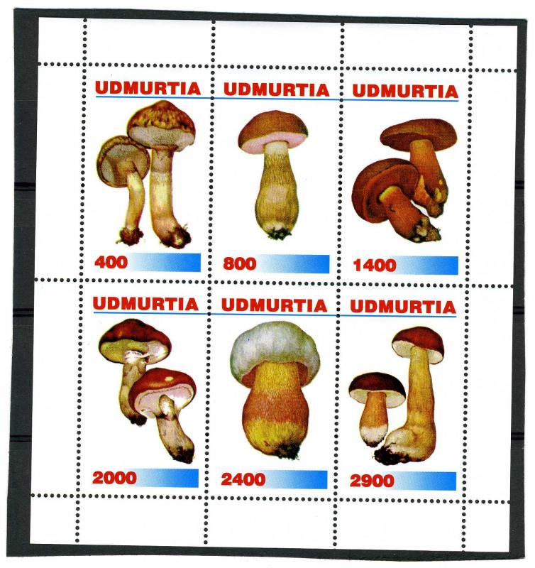 Udmurtia 1998 (Russia local) Mushrooms Sheet Perforated mnh.vf