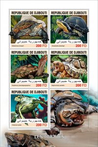 DJIBUTI - 2023 - Turtles - Perf 5v Sheet - Mint Never Hinged