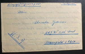 1946 German Prisoner Of War MEF POW Camp 305 Letter Cover To Mansfield OH USA