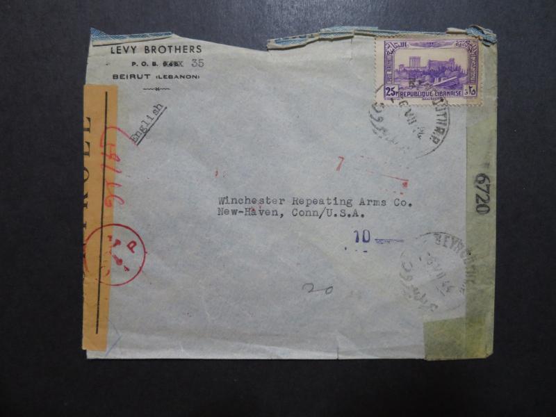 Lebanon 1944 French / American Censor Cover - Z10140 