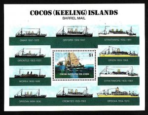 Cocos Islands-Scott#114-unused NH sheet-Ships-Barrel Mail-19