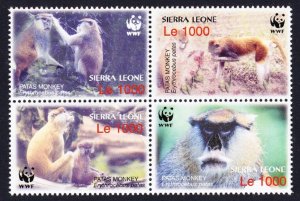 Sierra Leone WWF Patas Monkey Block 2*2 2004 MNH SC#2752 a-d SG#4290-4293