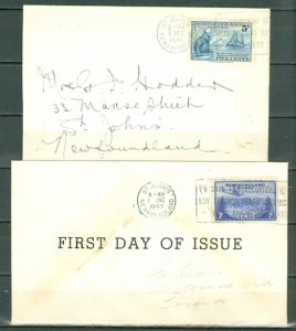NEWFOUNDLAND 1941-43...(2) COVERS incl ONE FDC