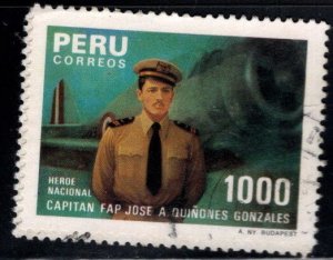 Peru Scott 843 Used  stamp airplane and pilot