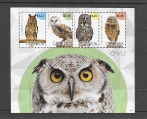 BIRDS - GRENADA #4119  SHEET OF 4 OWLS   MNH