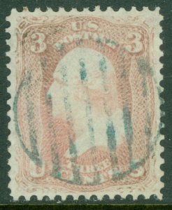 EDW1949SELL : USA 1861 Scott #65 XF, Used Green grid cancel. Choice. Cat $103++ 