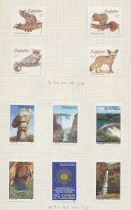 ZIMBABWE - SG 632-635 & 648-653 - unused hinged - animals, waterfalls - 1991