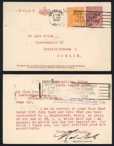 Australia KGV 1 1/2d postal stationery correctly uprated with a 1/2d stamp