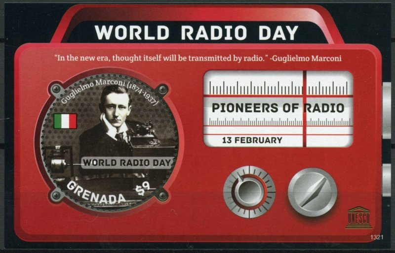 Grenada 2013 MNH UNESCO World Radio Day Guglielmo Marconi Pioneers 1v S/S Stamps 