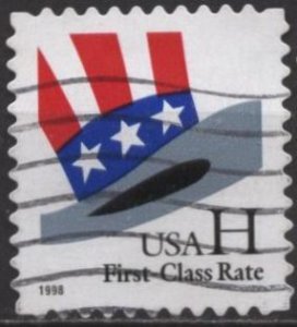 US 3268 (used on paper) (33¢) H bklt stamp, die cut 11.2x11.1 (1998)