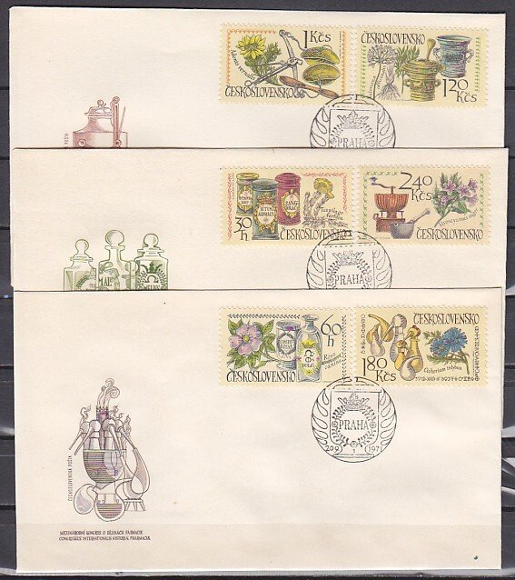 Czechoslovakia, Scott cat. 1772-1777. Pharmaceutical issue. First day covers. ^
