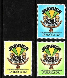 Jamaica-Sc#560-2- id9-Unused NH set-Independence-1983-