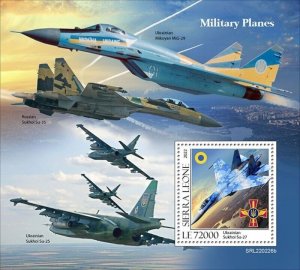 Sierra Leone - 2022 Ukrainian Sukhoi Military Plane - Souvenir Sheet SRL220226b