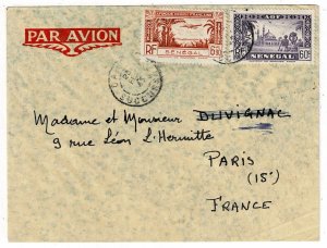 Senegal 1945 Dakar cancel on airmail cover to France, Scott C16