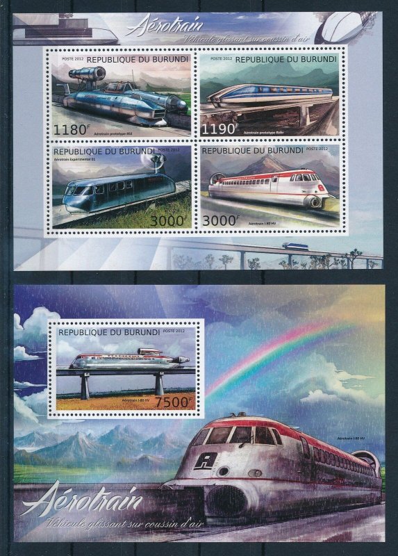 [113180] Burundi 2012 Railway trains Eisenbahn with Souvenir sheet MNH