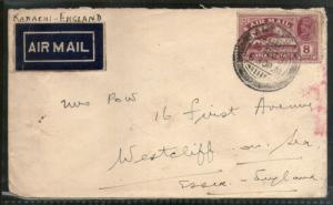 India 1931 KG V Air Mail Stamp on Cover Amritsar to England # 1451-11