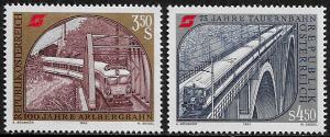 Austria #1289-90 MNH Set - Railroad Anniversaries