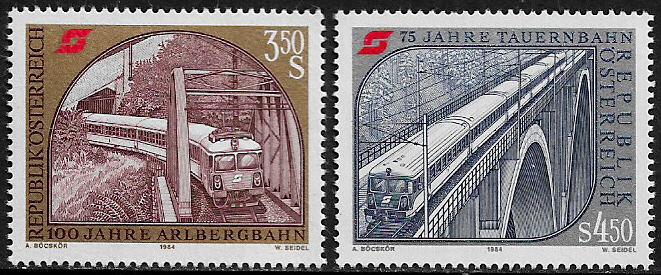 Austria #1289-90 MNH Set - Railroad Anniversaries