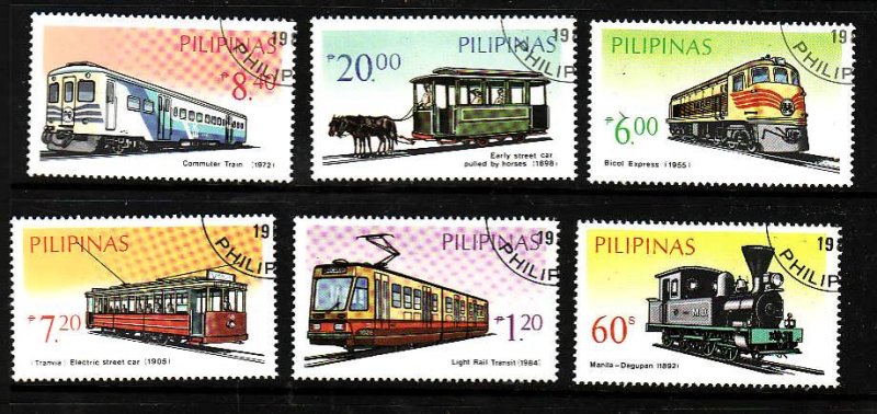 Philippines-Sc#1731A-F-used set-Trains-Locomotives-1984-