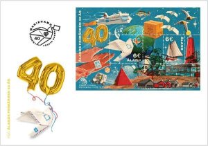 Aland islands Åland Finland 2024 Åland stamps 40 years block FDC