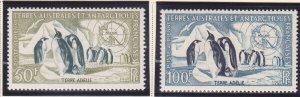 FSAT / TAAF C1-C2 Mint OG 1956 Emperor Penguins & Map of Antarctica Scv $77.00