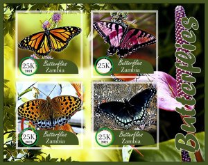 Stamps. Butterflies 2021 year 1+1 sheets perf Zambia