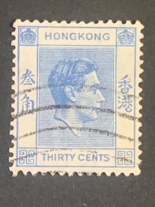 Hong Kong 30c blue  -  black cancelled in good condition stamp used