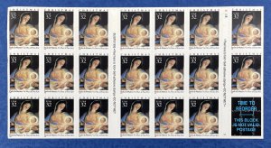 3112a 3112 MADONNA &CHILD -Matteis Booklet Pane of 20 US 32¢ Stamps MNH 1996