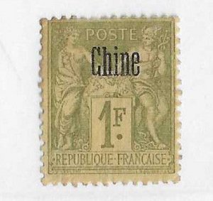 France  Offices in China  Sc #11  1Fr olive green OG VF