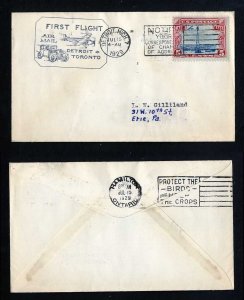 # C11 on Government First Flight cover from Detroit, MI to Toronto - 7-15-1929