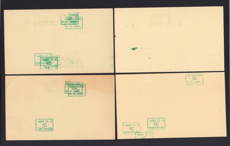 UX39 (4) Mint Postal Cards, MULTIPLE Surcharges Front/Back Group #6