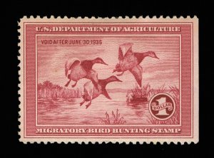 VERY AFFORDABLE GENUINE SCOTT #RW2 F-VF MINT OG H 1935 FEDERAL DUCK STAMP #13156