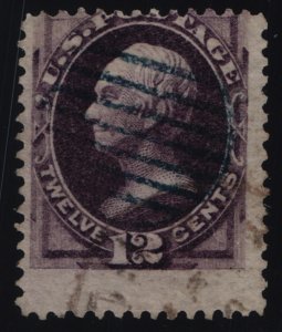 Scott #162 - VG - 12c Blackish Violet - Clay - Used Blue Cancel - 1874