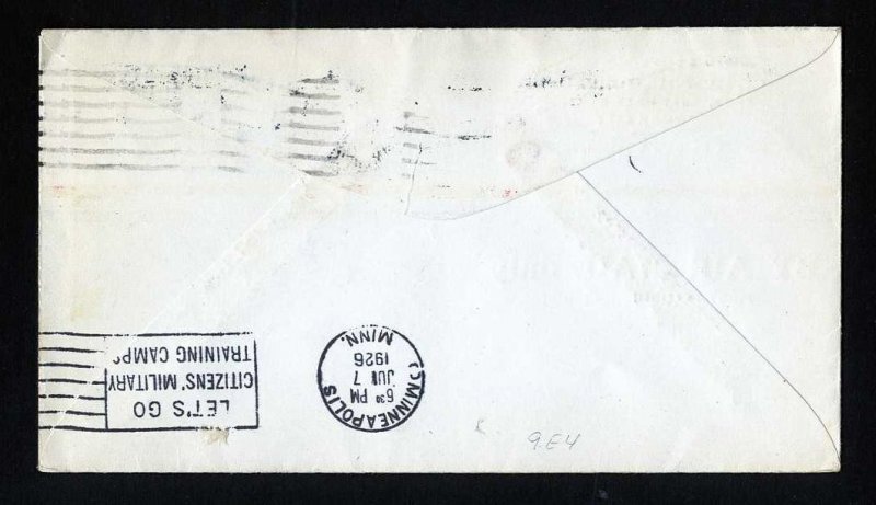 # C7 on CAM # 9 First Flight cover, ST. Paul, MN to Minneapolis, MN - 6-7-1926