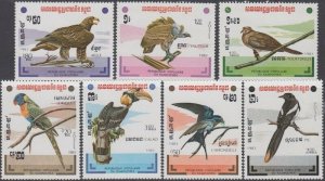 CAMBODIA Sc# 427-33 CPL MNH SET of 7 DIFFERENT BIRDS