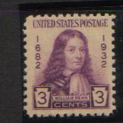 #724 MNH 3c William Penn Quaker 1932 Comm. Series