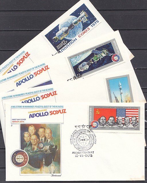 Russia, Scott cat. 4338-4341. Apollo-Soyuz issue on 4 First day covers. ^