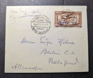 1931 Egypt Airmail LZ 127 Graf Zeppelin Cover Cairo to Berlin Germany