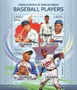 Baseball Africa Sports Robinson Mays Bankhead Paige Doby Uganda MNH stamp set