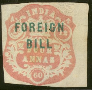 INDIA 1860 QV 4a FOREIGN BILL Revenue BFT. 1 USED